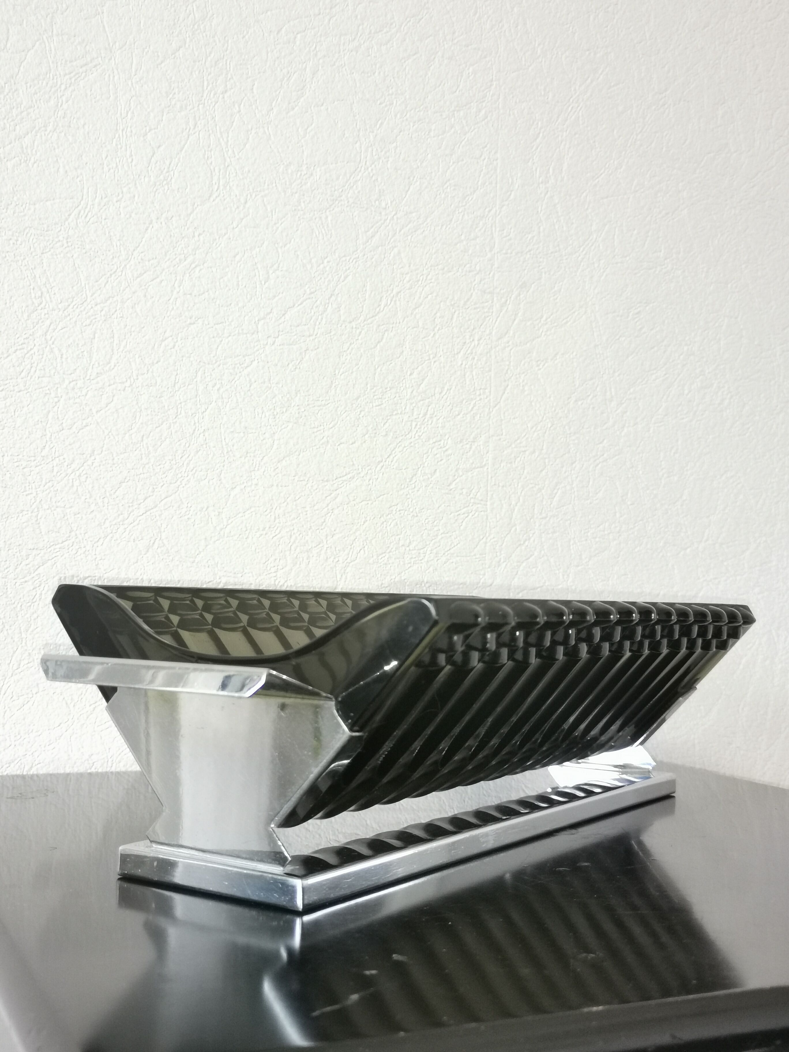 Large pocket in smoked glass and chrome steel, 1930