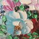 Painting painting in powder pink oil, blue-green
