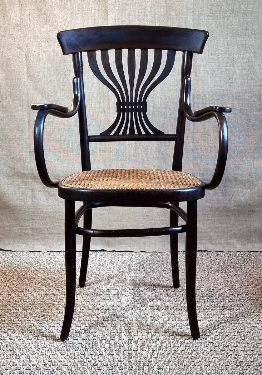 Fischel Jugendstil bistro armchair in curved wood, Thonet period