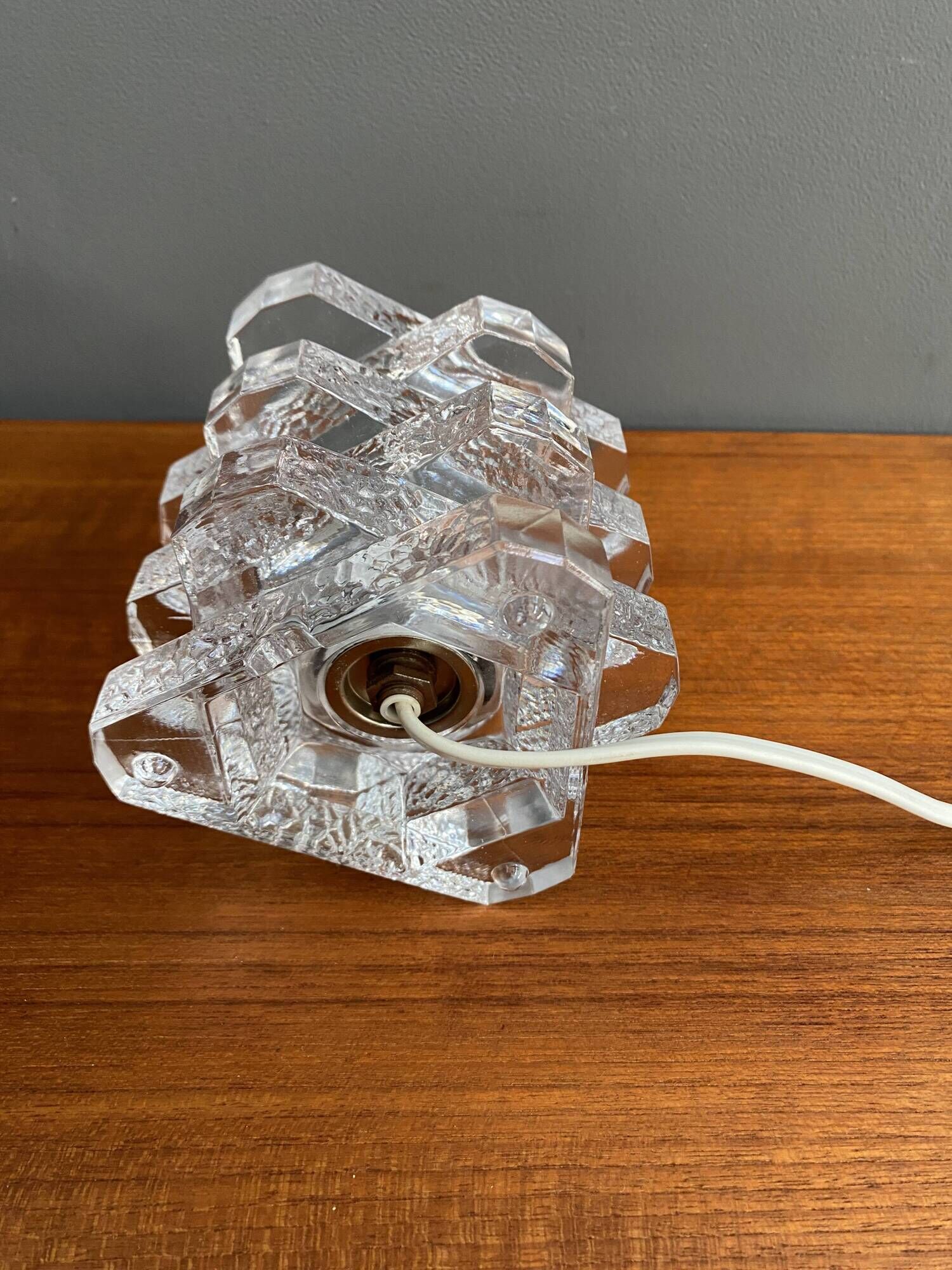 Glass table lamp by Peill & Putzler 1960s Ice cube series