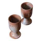 A set of 2 vintage marbled stoneware mazagrans