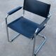 Set of 6 bauhaus cantilever chairs black leather and chrome design