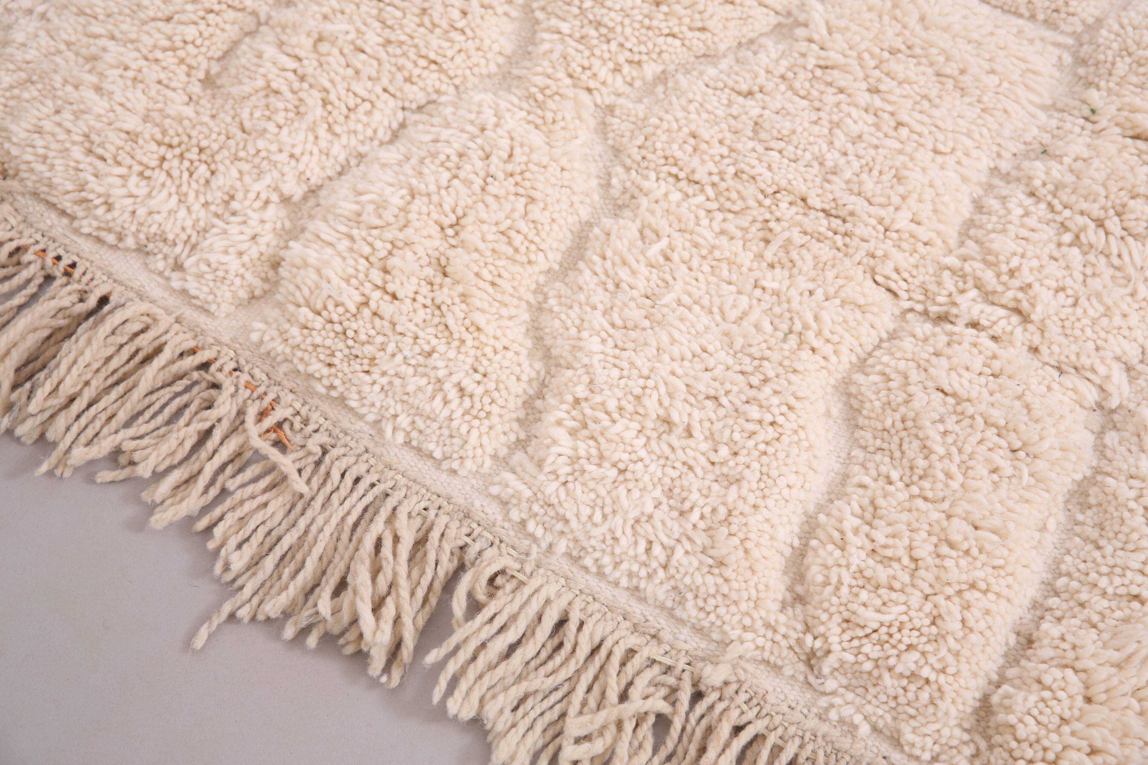 Cream Handmade Moroccan Rug 167 x 242 cm - Beige Beni Ourain Rug Berber