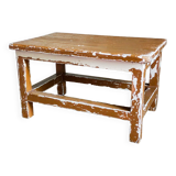 Vintage patinated solid wood side bench