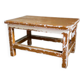 Banc d'appoint en bois massif patiné vintage
