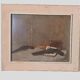Oil painting on faesite books and lamp - signed 70s