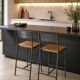Paire de tabourets de bar design industriel - Métal noir et bois