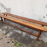Pair of old oak farm benches -2m75