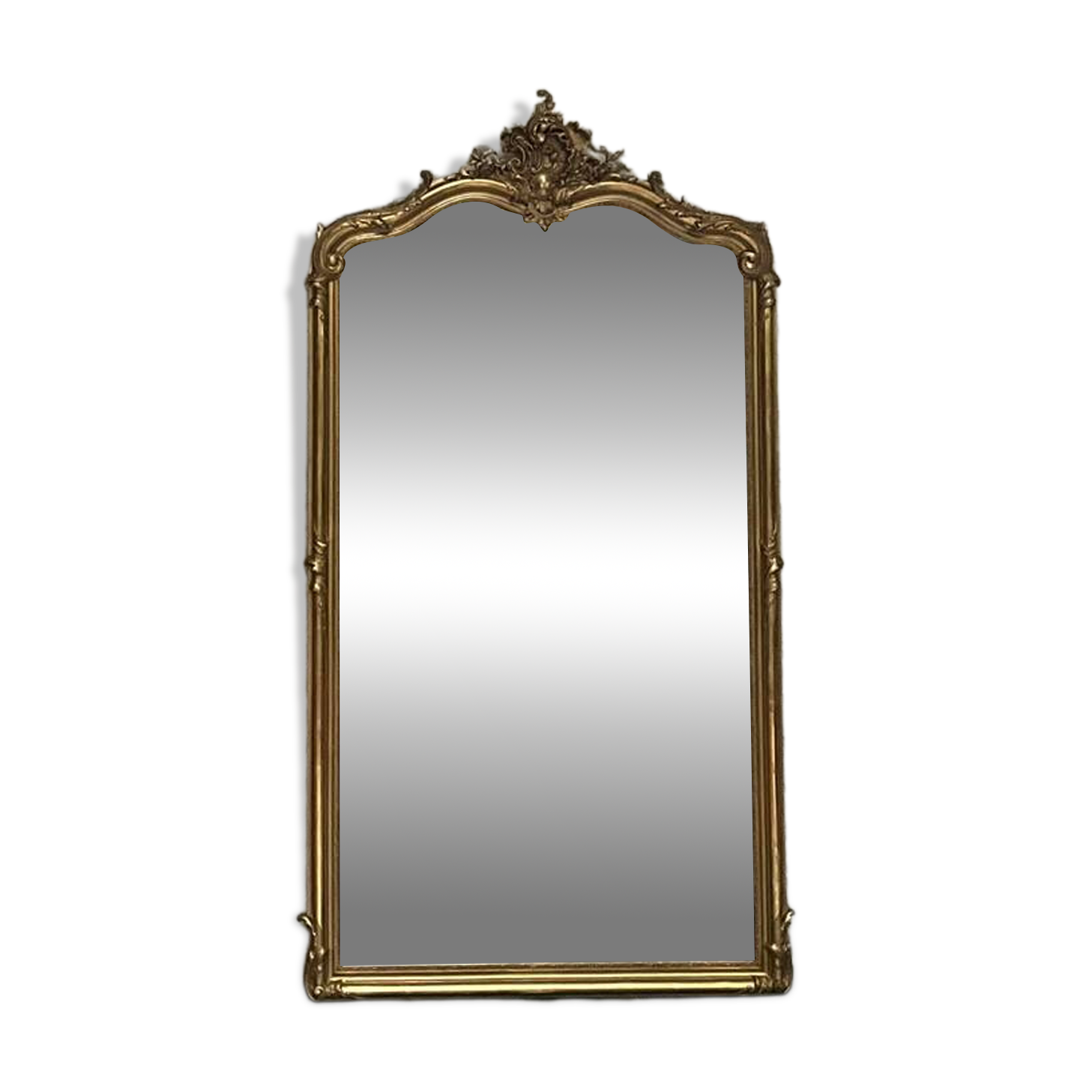 Antique mirror 160.5/87cm with gilt Louis XV style pediments