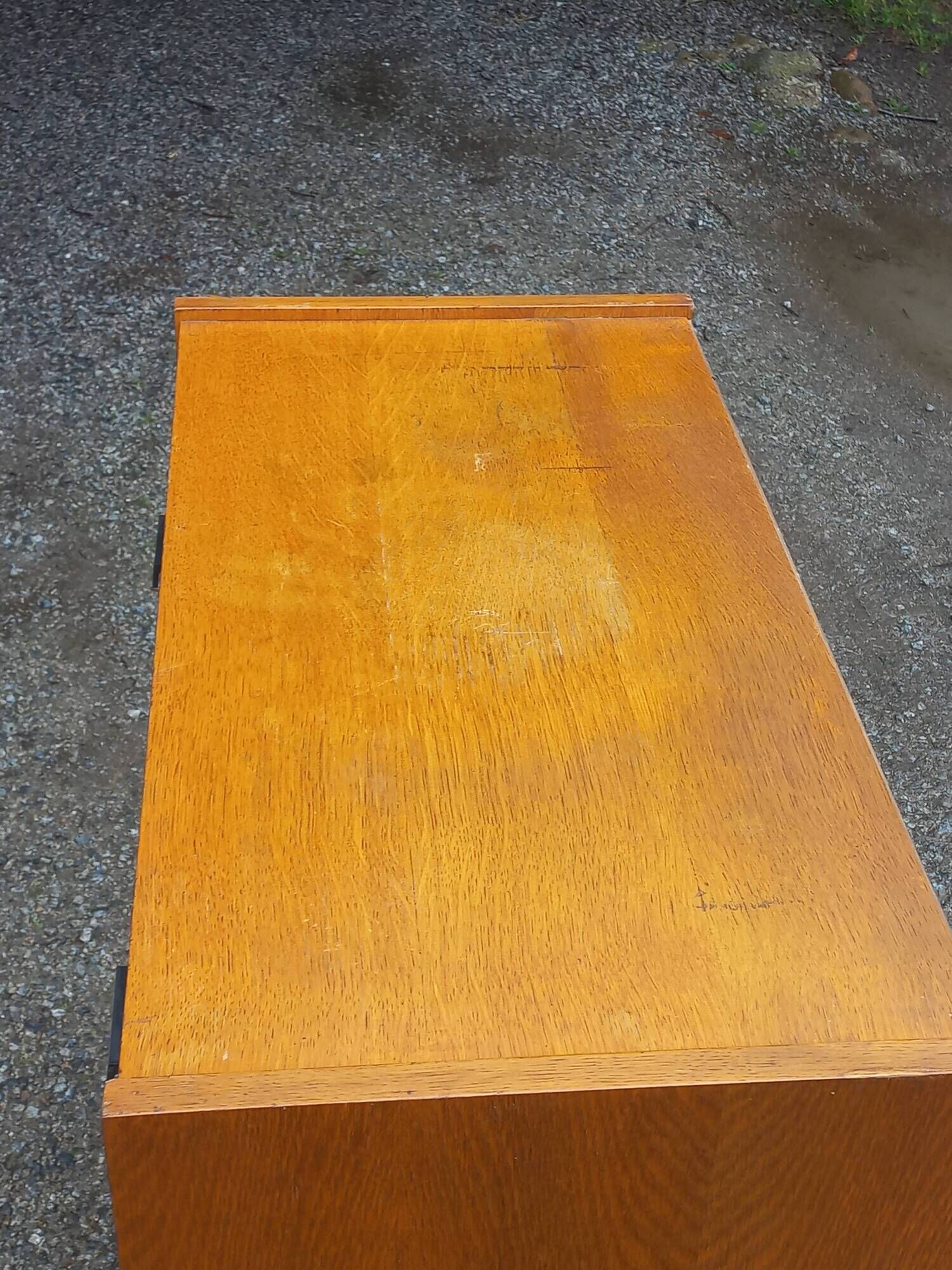 Vintage chest of drawers in gilded oak from the 50s 3 drawers feet bobbin