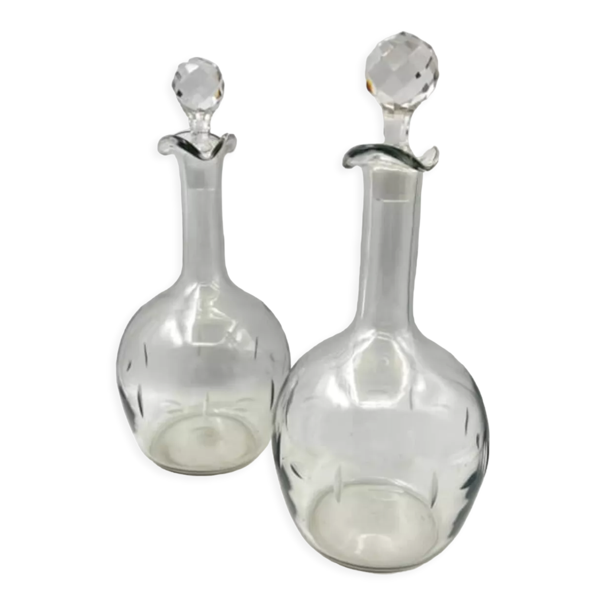 Engraved glass decanters