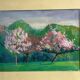 Watercolor on paper, flowering trees, mid-20th century