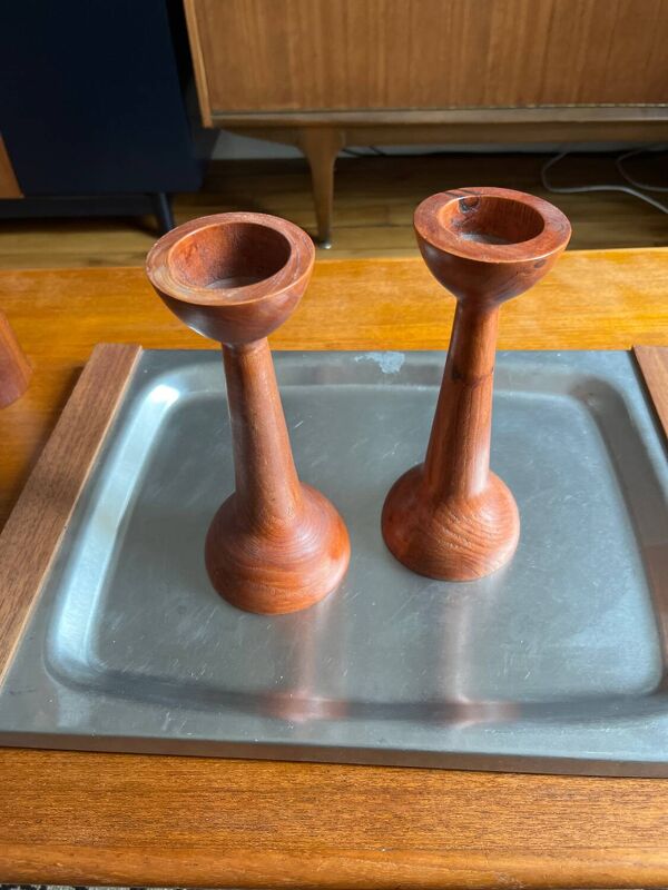 2 bougeoirs scandinaves en bois
