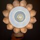 Vintage angled wall lamp with mother-of-pearl lampshade and vintage tulip in white glass