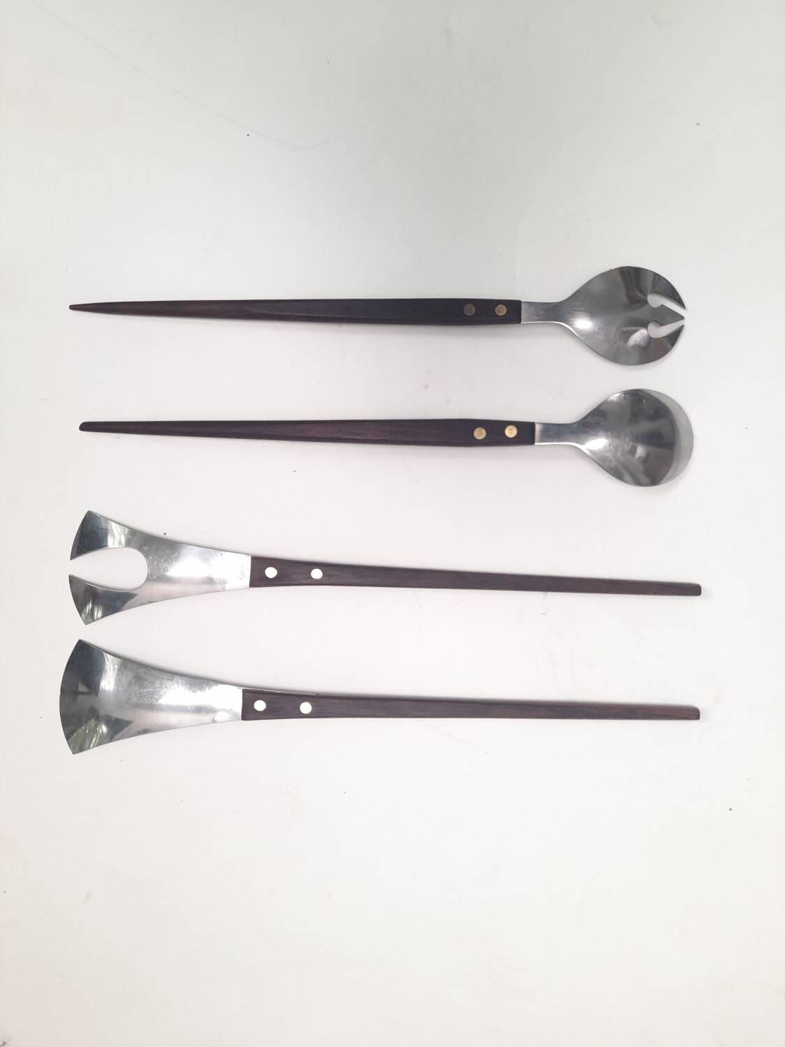 2 paires de couverts à salade teck et inox