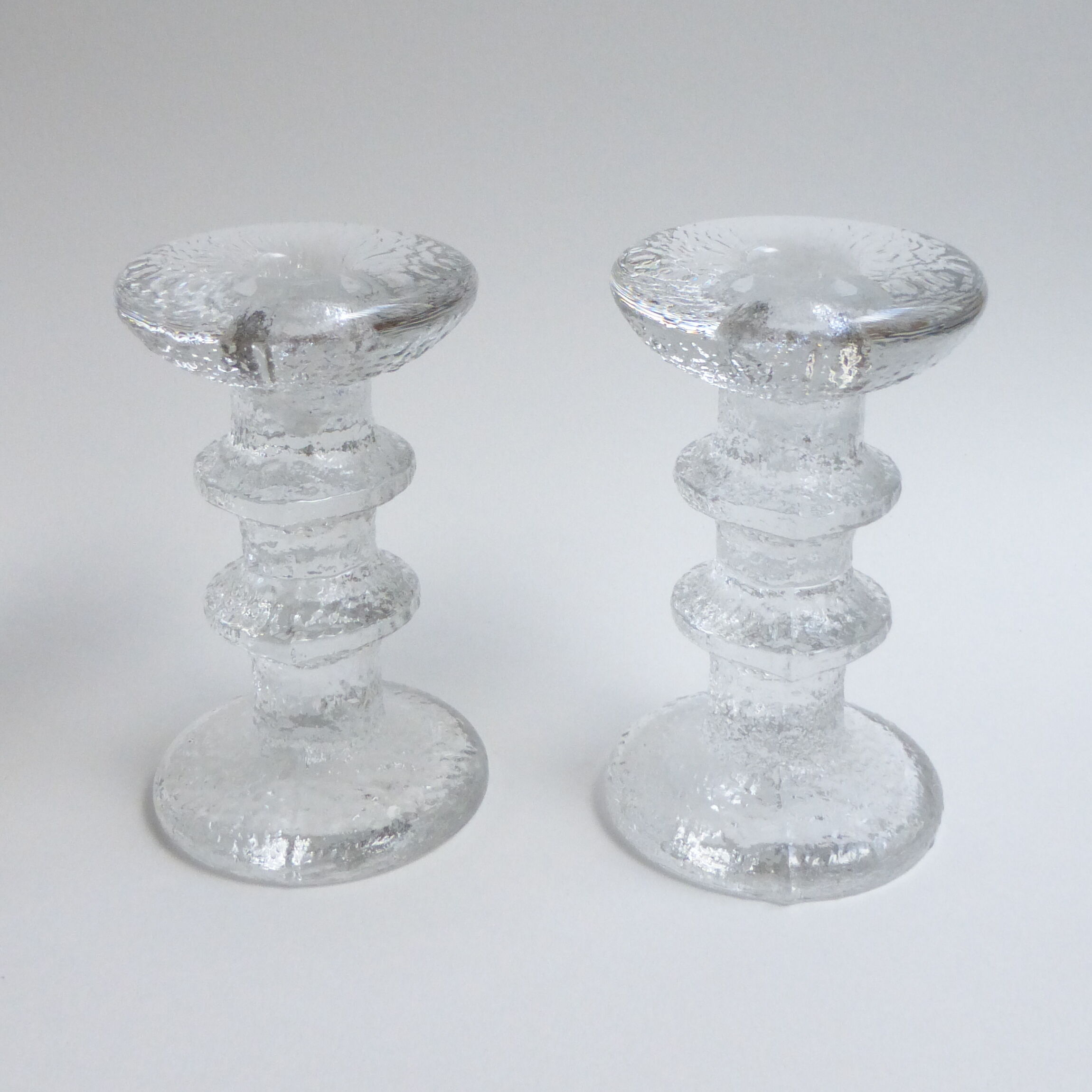 Timo Sarpaneva Iittala moulded glass candlesticks, 1960
