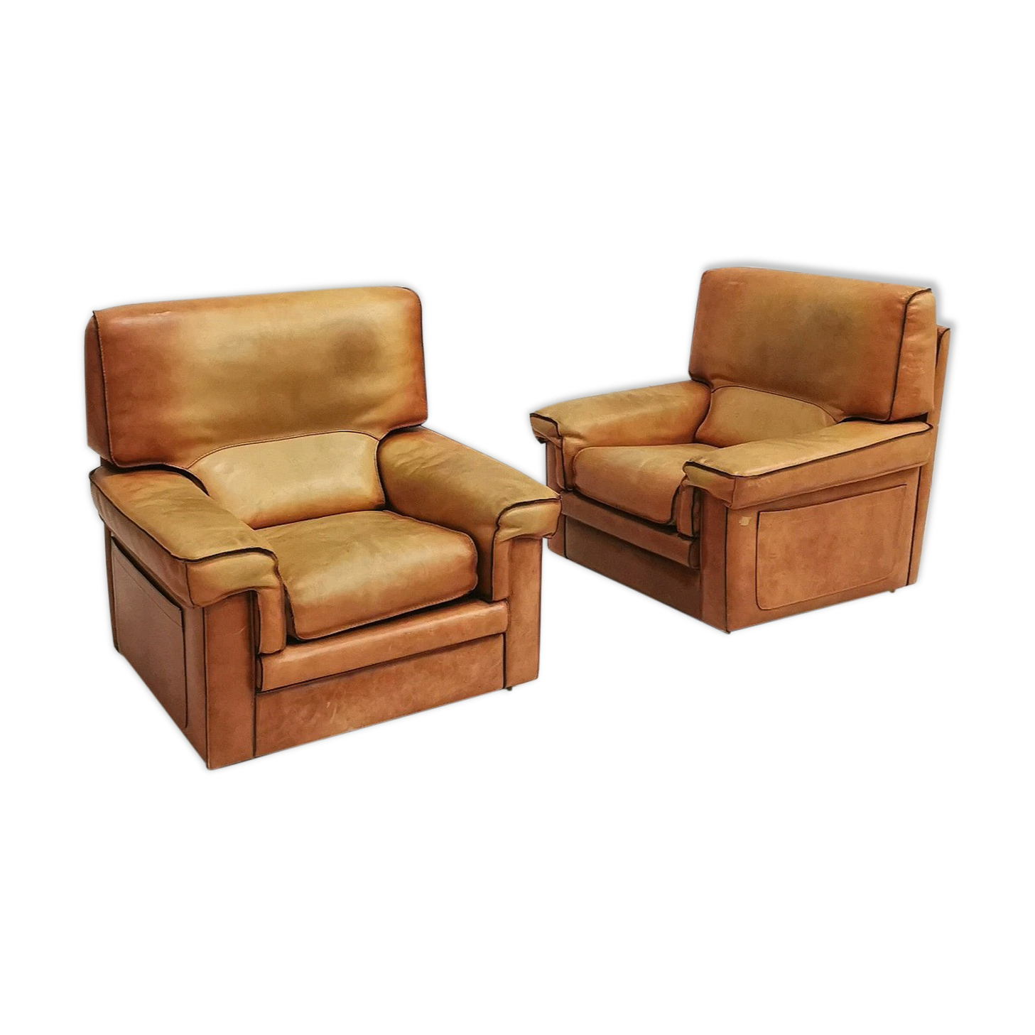Pair of leather armchairs, 1970