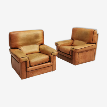 Paire de fauteuils en cuir, 1970