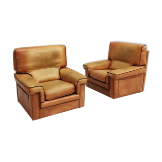Pair of leather armchairs, 1970