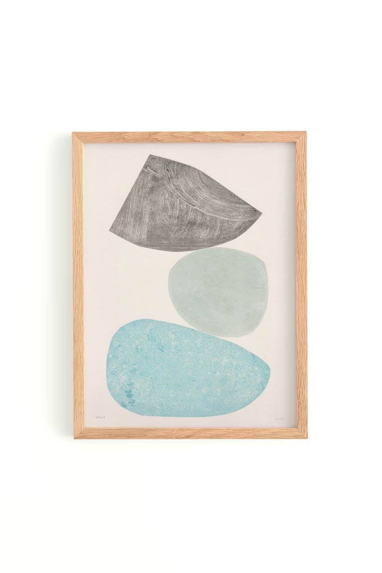 Abstract painting on paper - pebble illustration signed eawy