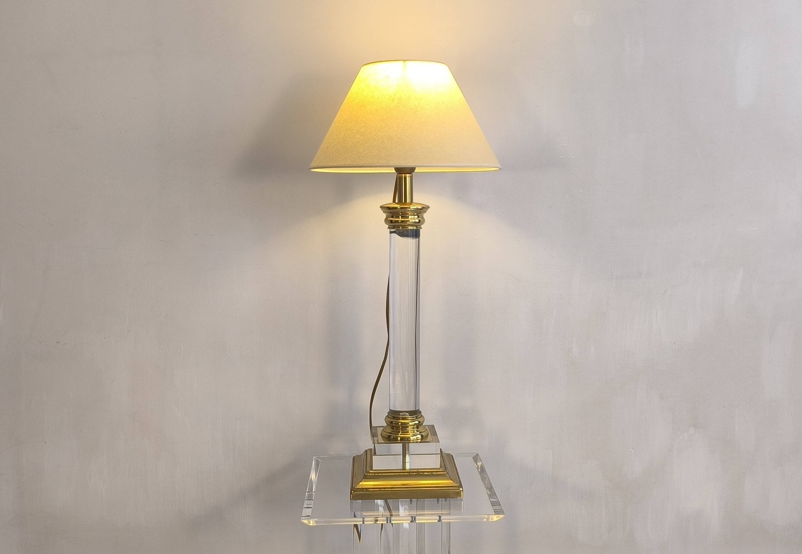 Elegant column lamp signed "Le Dauphin" vintage 70s/80s.