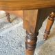 Walnut shutter table with drawer on wheels