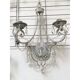 Contemporary florentine wrought iron wall lamp with crystals