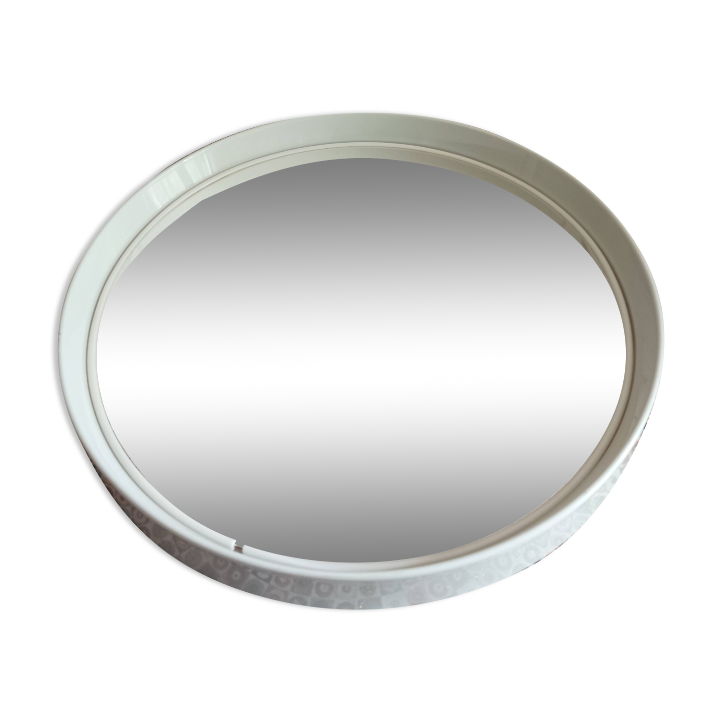 Italian white round mirror from the 70s by Collezione SALC
