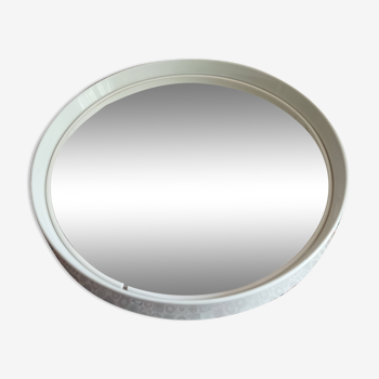Italian white round mirror from the 70s by Collezione SALC