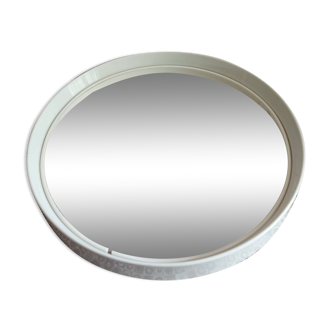 Italian white round mirror from the 70s by Collezione SALC