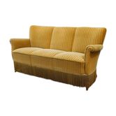 Danish three seat yellow velour sofa 1930