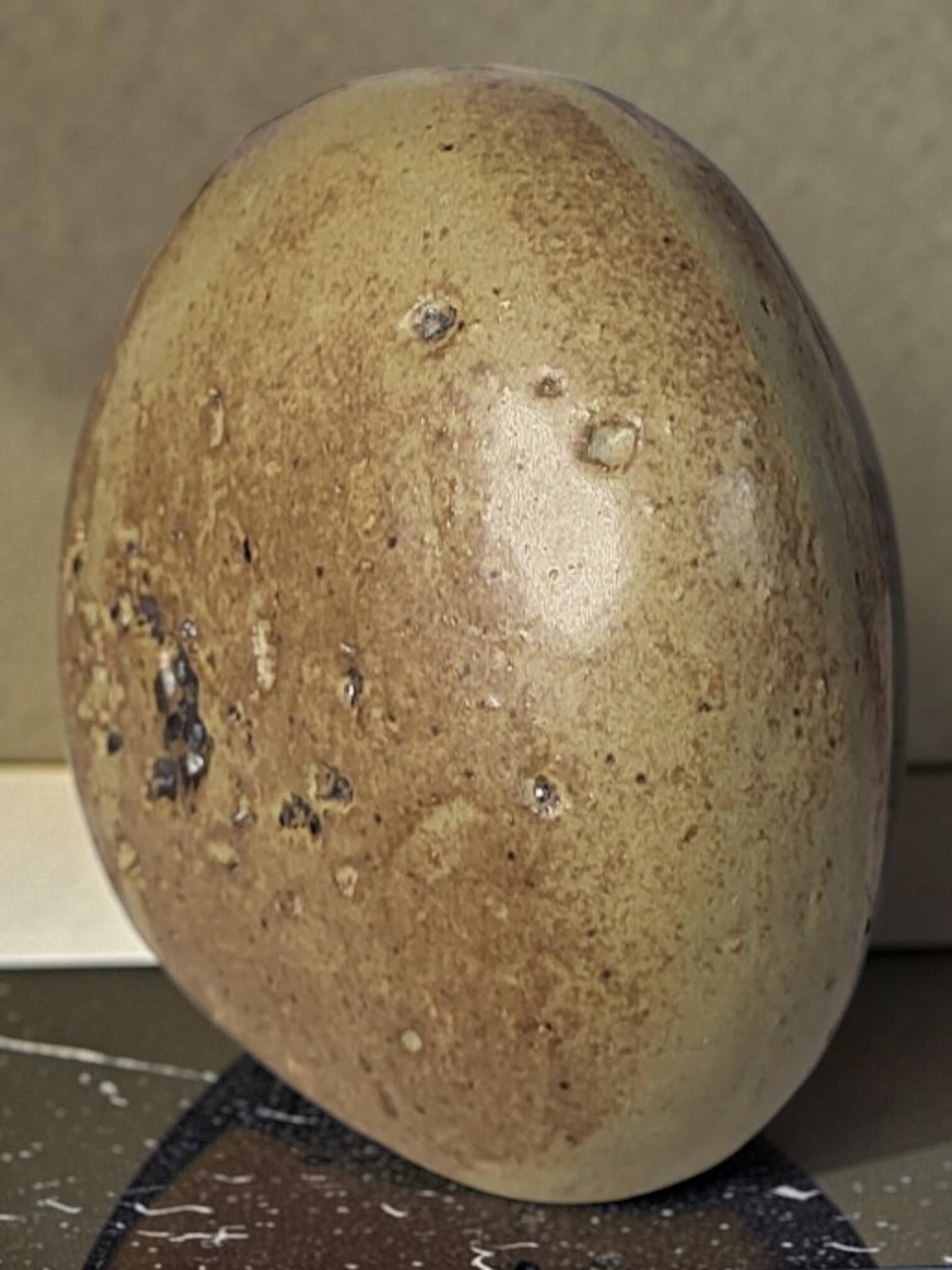 Stoneware single flower vase, signed.