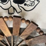 Geometric olive wood basket, France 1970