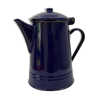 Cafetière bleue émaillée des années 70