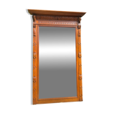 Ancien Grand miroir trumeau en bois massif et verre biseauté
