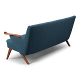 Danish reupholstered blue sofa by Johannes Andersen for CFC Silkeborg, 1960s