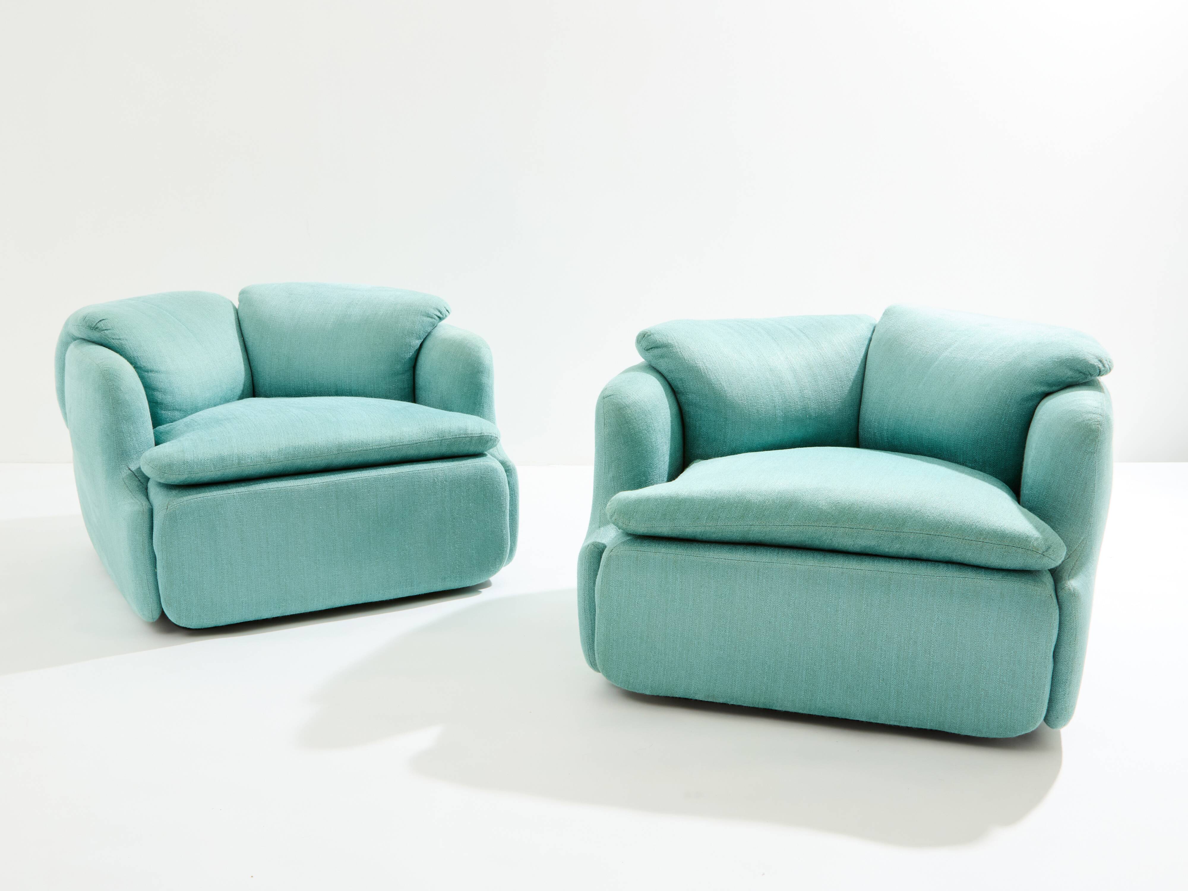 Paire de fauteuils Confidential Alberto Rosselli pour Saporiti 1970