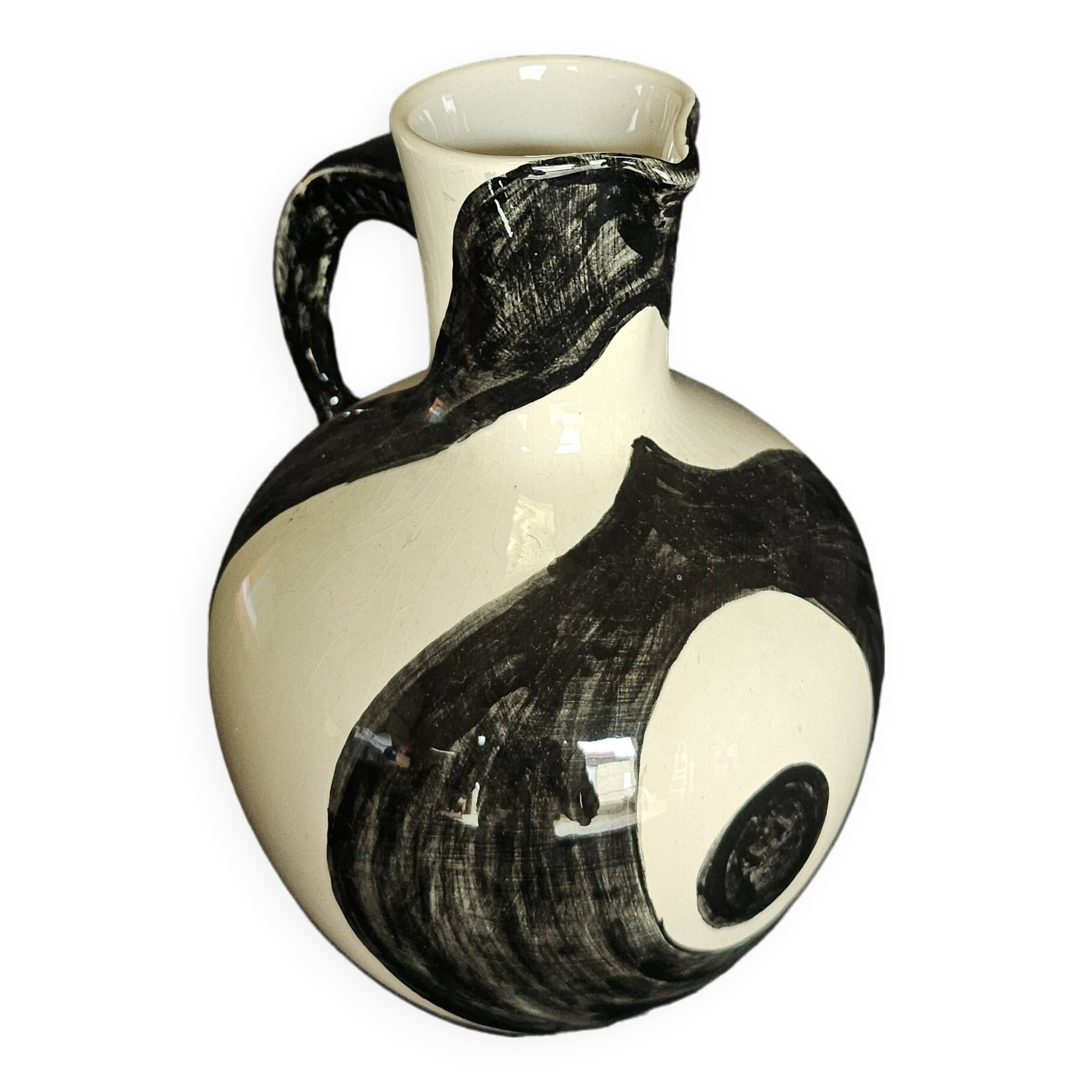 Black & white ceramic pitcher