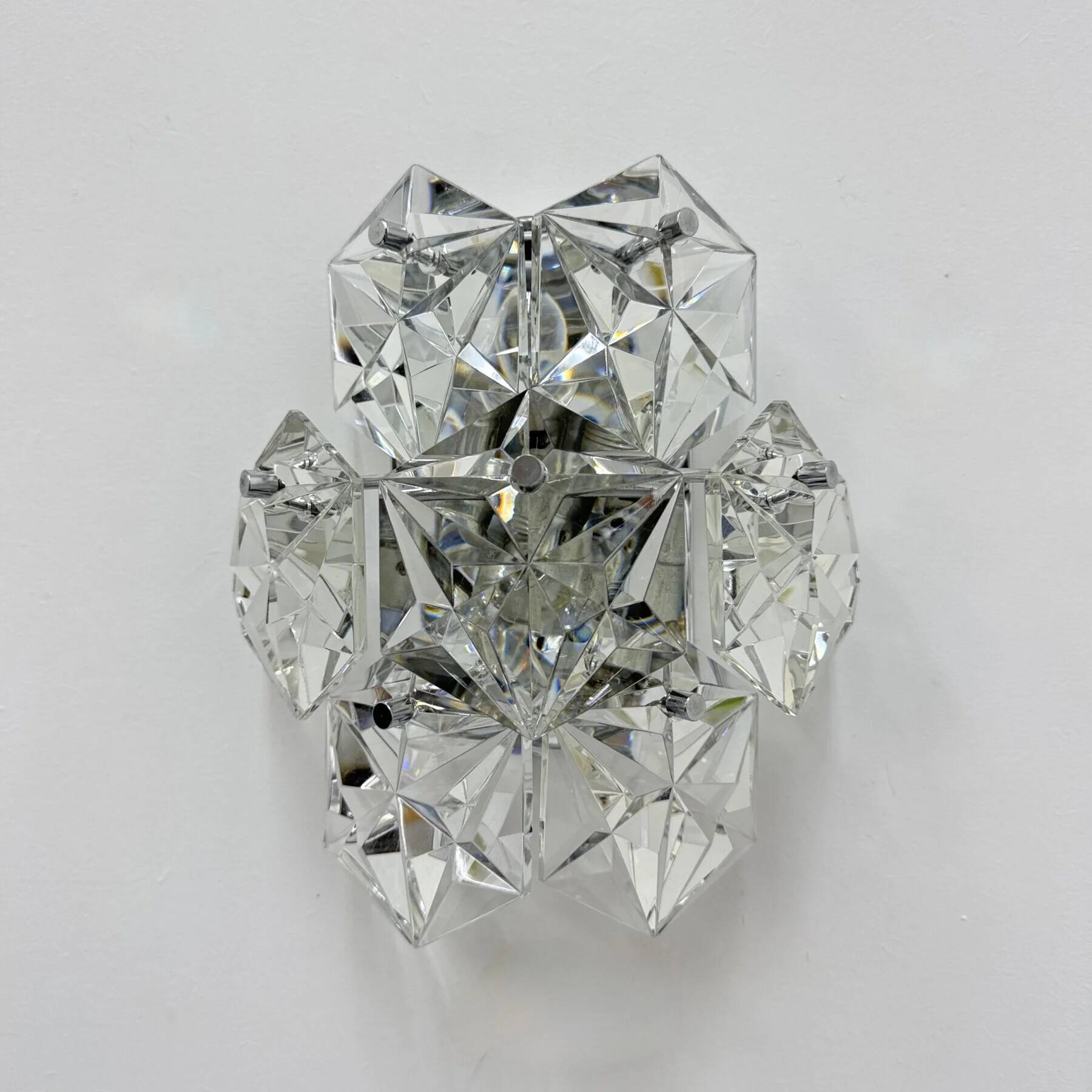 Mid-century crystal sconce by Kinkeldey, Germany, 1970s