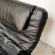 Black leather armchair, Italy 1970