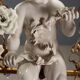 Antique chandelier in iron, gilded sheet metal and ceramic, Italy, 20th century