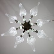 Extraordinary Large Transparent Murano Glass Leaves Chandelier by Franco Lu