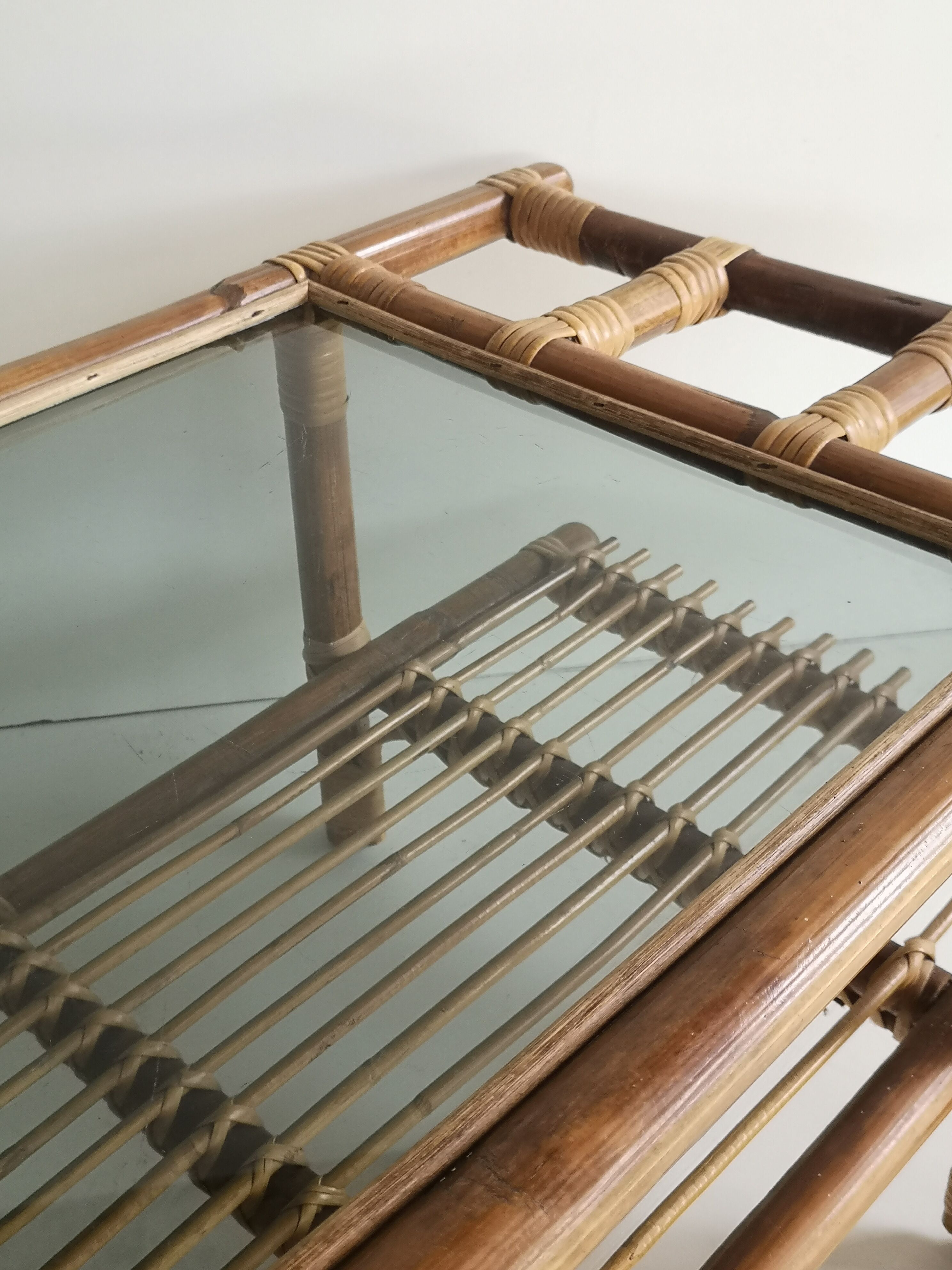 Coffee table, rattan magazines 1950