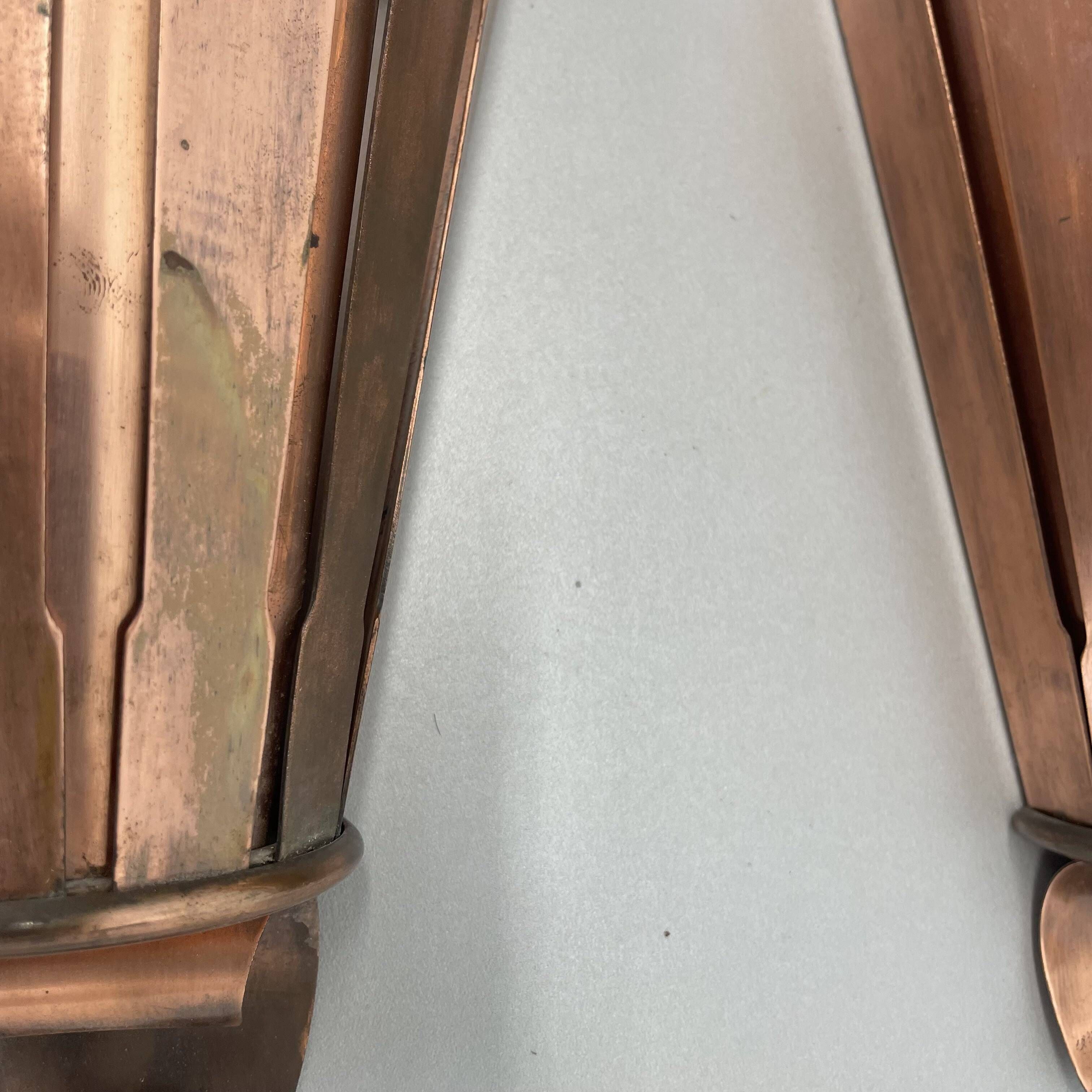 set of 2 copper 25cm Gio Ponti Style Theatre Wall Light Sconces, Italy 1950
