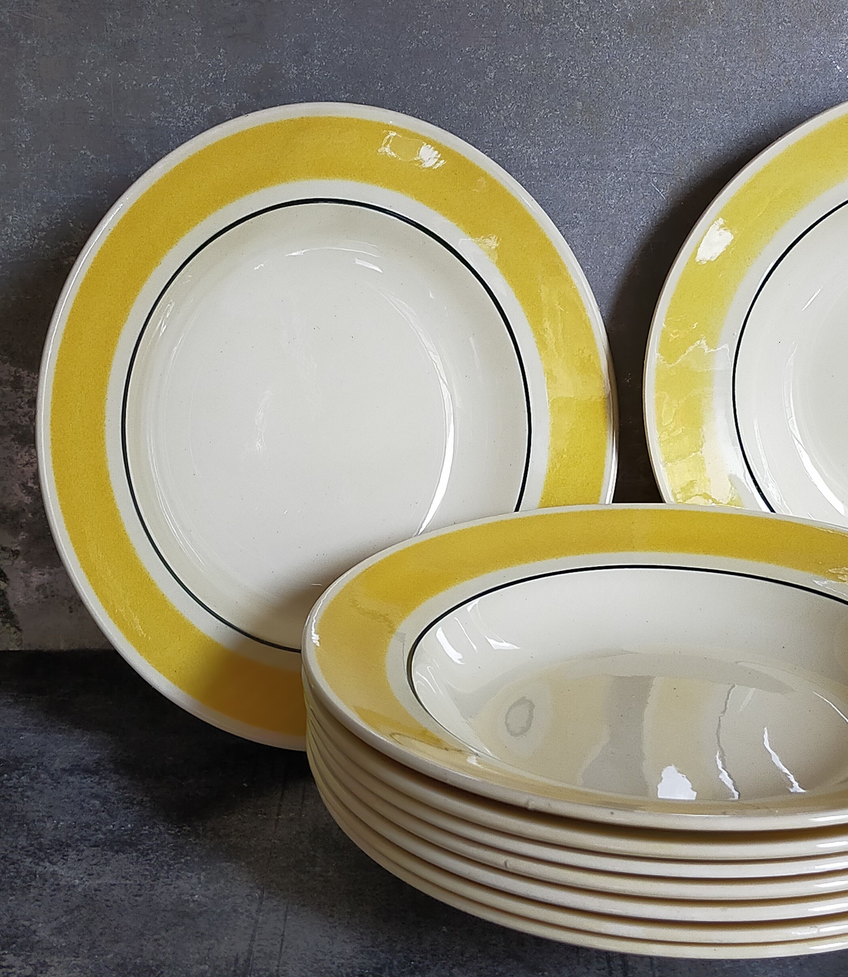 Nine plates faience of gien creation primefleur service caroline vintage
