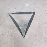 Triangular vase in thick transparent glass H:30cm
