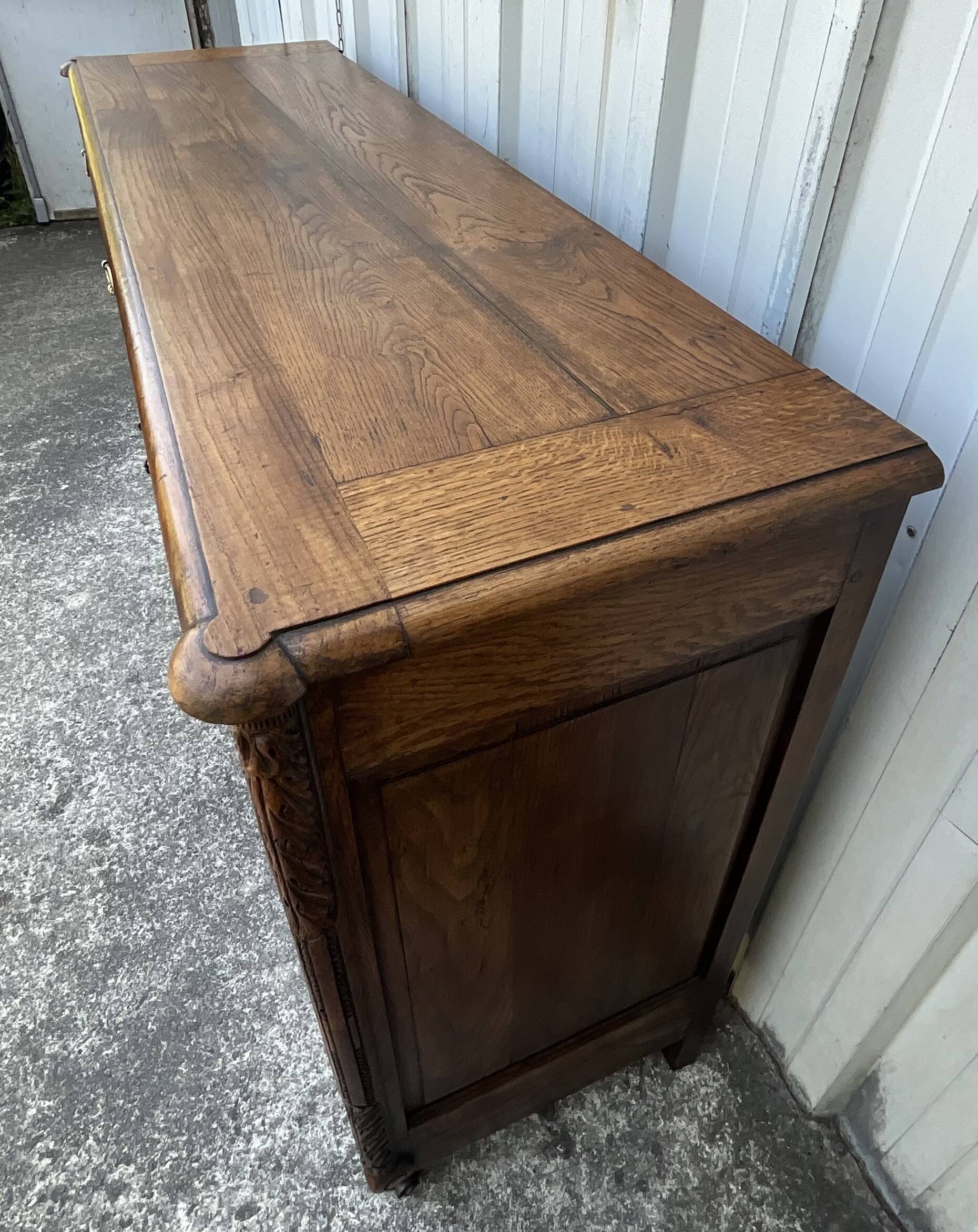 Louis XV style sideboard in solid oak, country style, 19th century