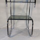 Vintage side table in chrome and smoked glass