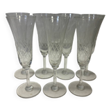 Set of 7 old champagne flutes