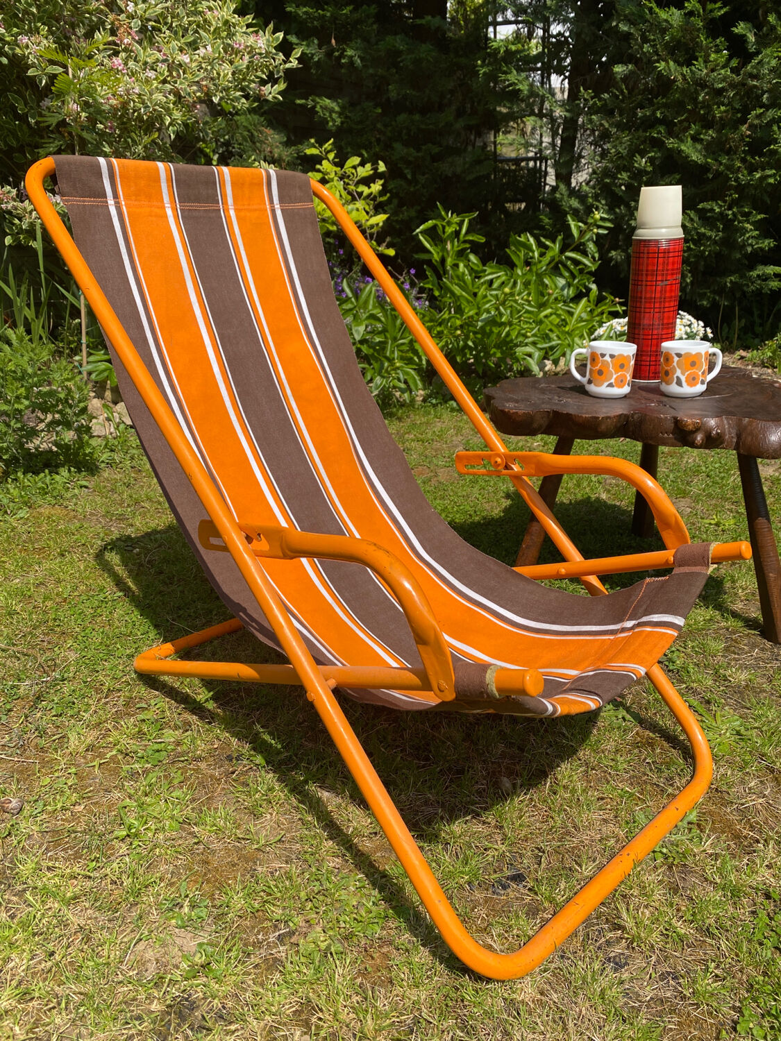 Old orange vintage deckchair